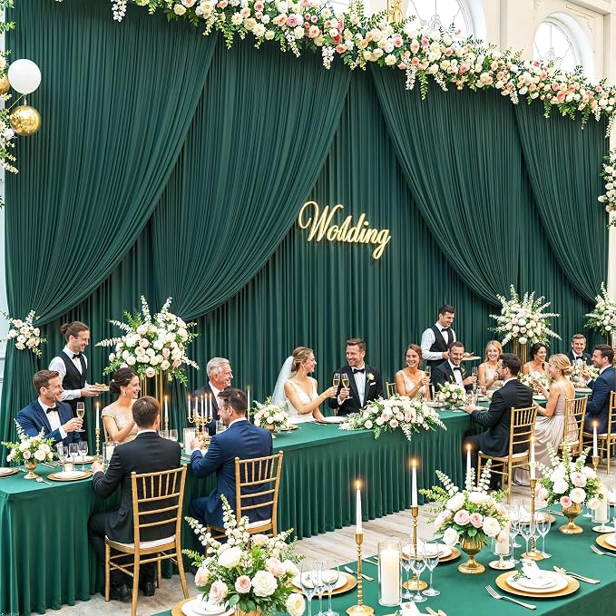 8 Panels Hunter Green Backdrop Curtains - Image 4