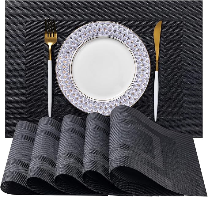LEXMORE Placemats Set of 6 Vinyl/Plastic Woven Place Mats by lexmore