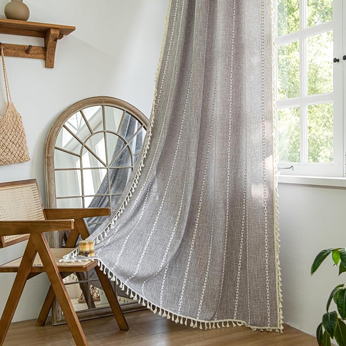 Sutuo Home Boho Curtains for Kitchen Bedroom Dining Room, Linen Farmhouse by SutuoHome
