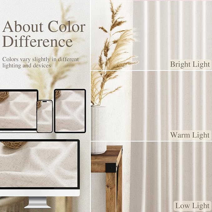 Beige Linen Curtain 96 inches Long - Image 4