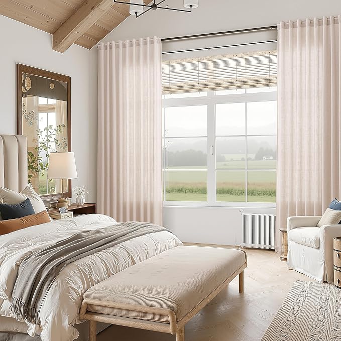 Natural White Linen Curtains 102 Inches Long - Image 7
