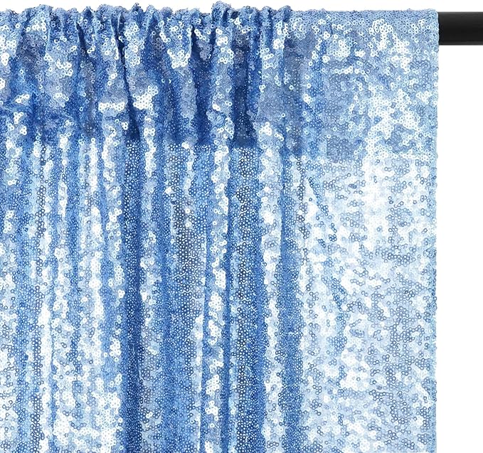 Eternal Beauty Baby Blue 3mm Sequin Backdrop 2x8 Ft 2 Pack Wedding | Dense - Image 5