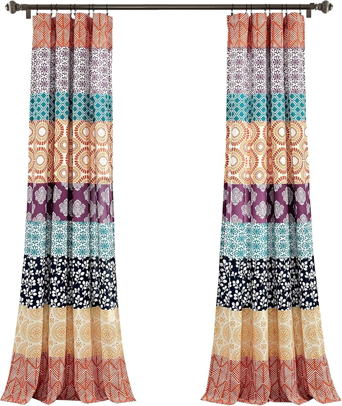 Lush Decor Bohemian Stripe Window Curtain Panels, Pair 52" W x 84" L Fuchsia & - Image 8
