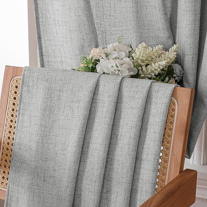 Tollpiz Linen Tier Curtain Rod Pocket Semi Sheer Half Kitchen Curtains Burlap - Image 6
