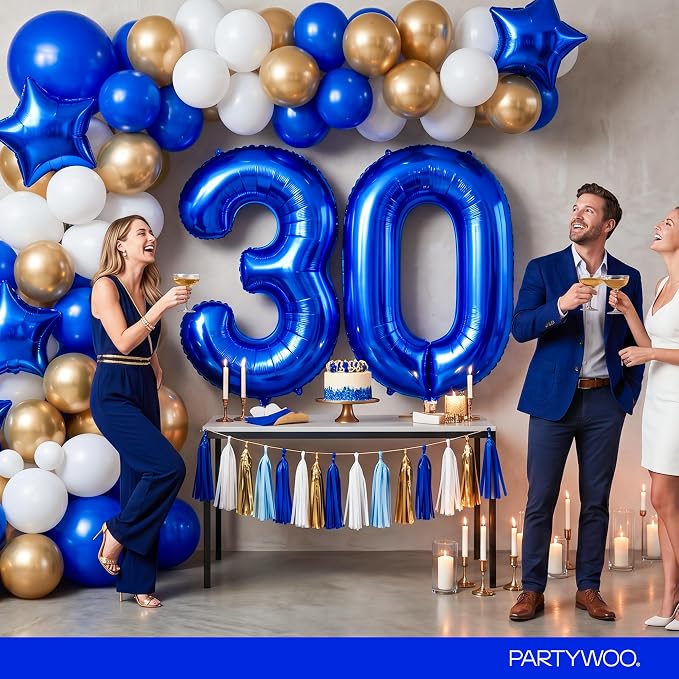 PartyWoo Number Balloons 40 Inch Blue Number 0 Kit - Image 4