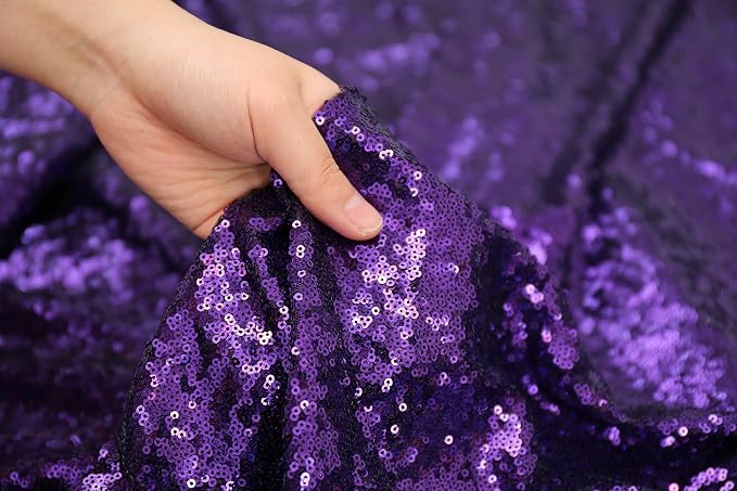 Poise3EHome Purple Sequin Backdrop Curtains, 2 Panels 2FTx8FT Glitter Background - Image 4