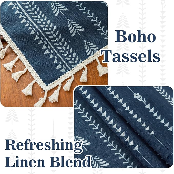 Boho Navy Blue Curtains - Image 3