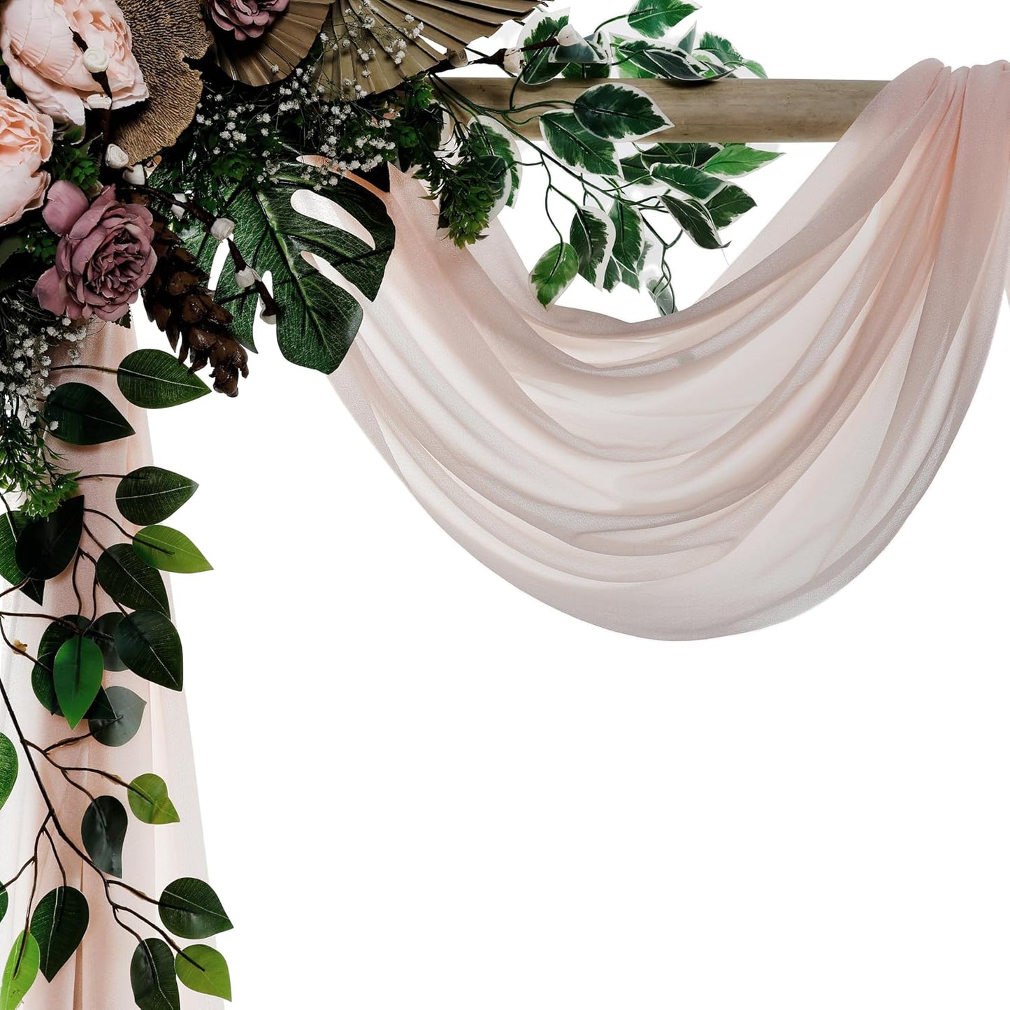 VDS Pack of 1 Panel (30 Inch X 30 Feet) Wedding Arch Draping Fabric Sheer Chiffon Fabric Drapery for Wedding Ceremony Reception Swag Backdrop Canopy Chuppah ARBO Altars Decoration (Nude)