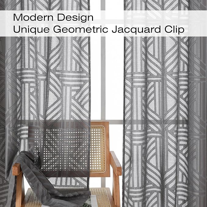 Simplebrand Grey Sheer Curtains 72 Inch Length 2 Panels - Image 3