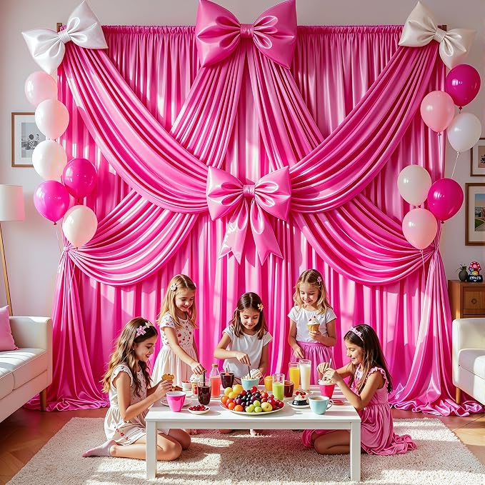 30x10ft Hot Pink Glitter Backdrop Curtain - Image 6