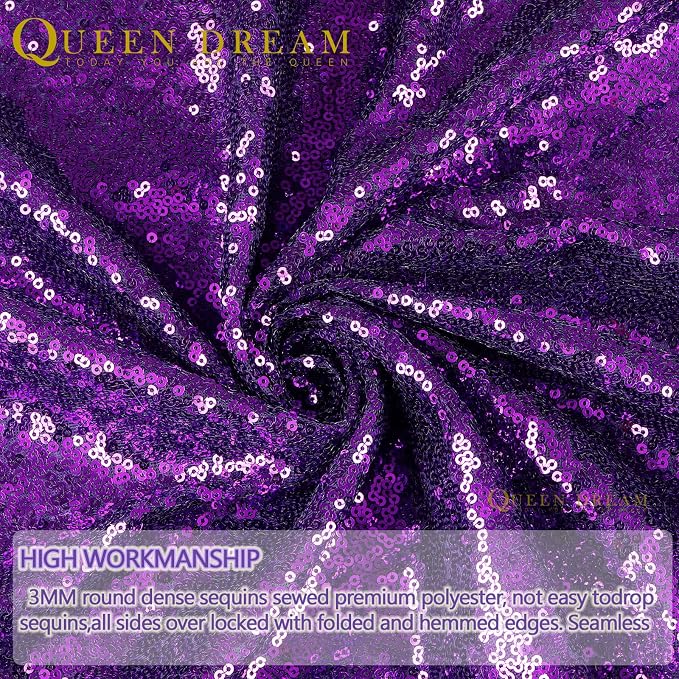 Purple Sequin Backdrop 4 Panels 2FTx8FT Glitter Party Photo Background | - Image 4