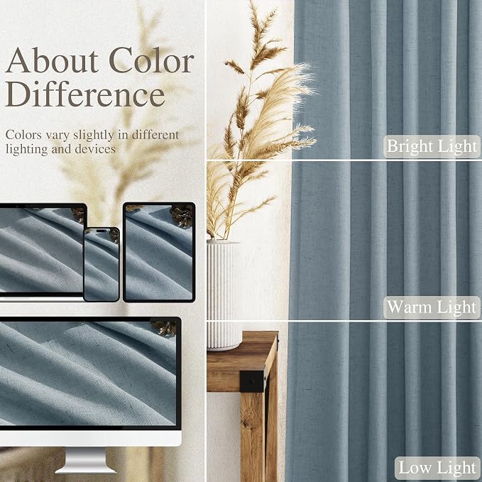 Light Blue Linen Curtains 72 Inch Length - Image 3