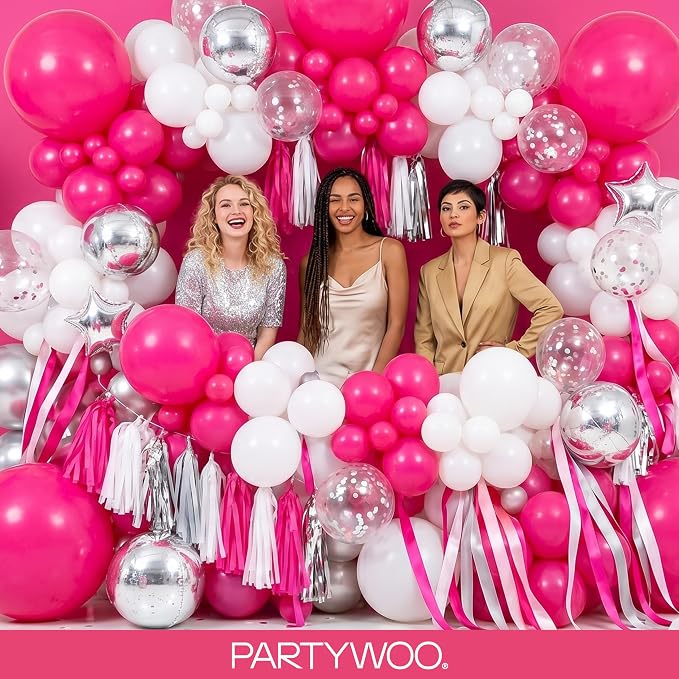 PartyWoo Hot Pink Balloons 100pcs Magenta Fuchsia Color 36 18 12 10 5 Inch | 36 - Image 5