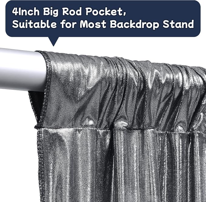 20ftx10ft Black Silver Glitter Sequin Backdrop Curtain - Image 7