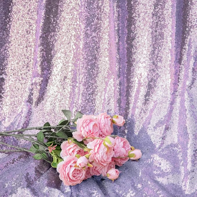 JYFLZQ Lavender Sequin Backdrop Curtains 7ft x 7ft 1 Panel Glitter Photo Booth - Image 3