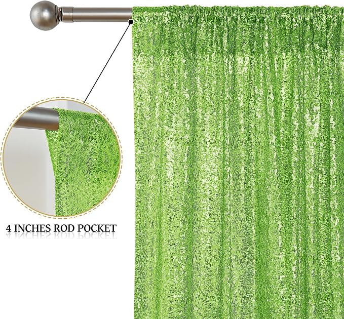 Sugargirl Apple Green Sequin Backdrop Curtain 4FTx8FT Glitter Apple Green - Image 7