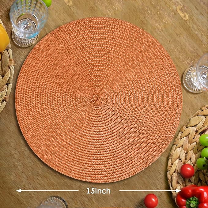 FunWheat Round Braided Placemats Set of 8 Table Mats - Image 2