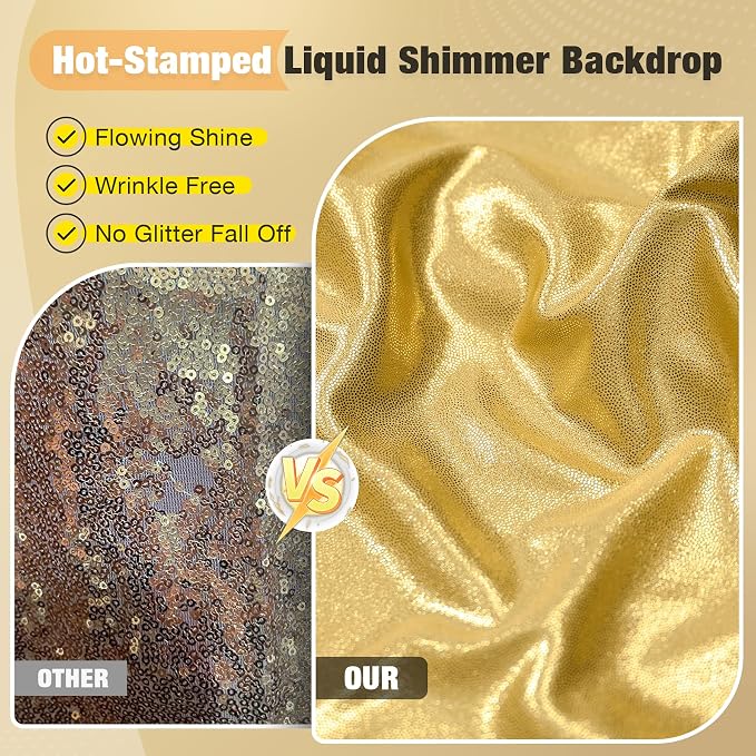 30x10FT Gold Sequin Backdrop Curtain - Image 3