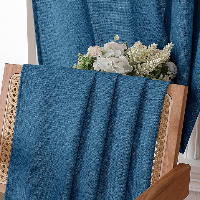 Tollpiz Short Linen Curtain Living Room Rod Pocket Semi Sheer Curtains Burlap - Image 6
