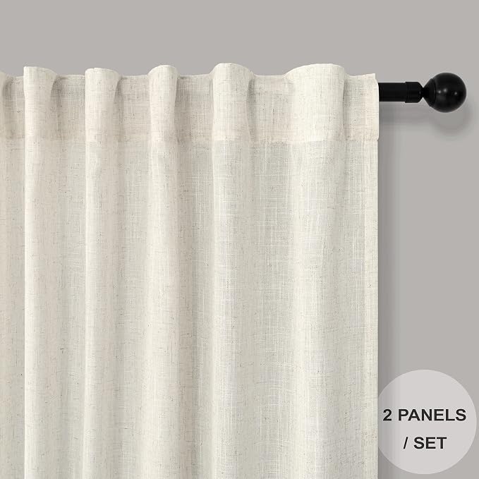 Pitalk Ivory Cream Colored Curtains 90 Inch Length - Image 2