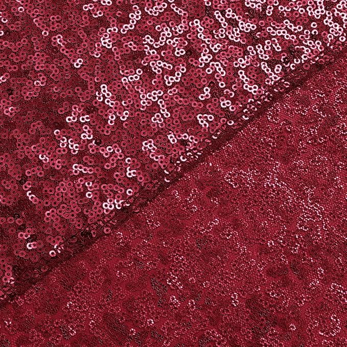 Sugargirl Burgundy Sequin Backdrop Curtain 3 Panels 2FTx8FT Glitter Burgundy - Image 9