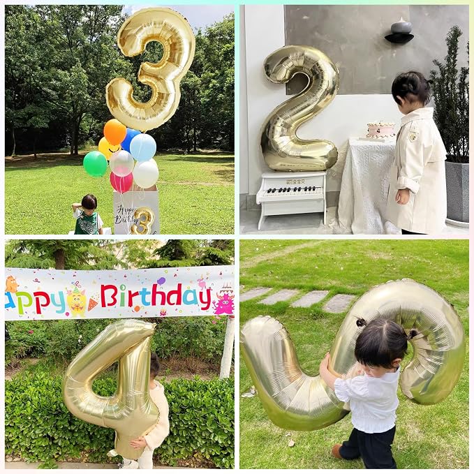 Light Gold Number 9 Foil Balloon 40IN Champagne Gold 9 Mylar Helium Balloon | - Image 4