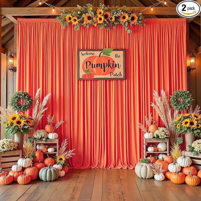 10ftx10ft Wrinkle Free Orange Backdrop Curtains by ENJOYYOURPARTY