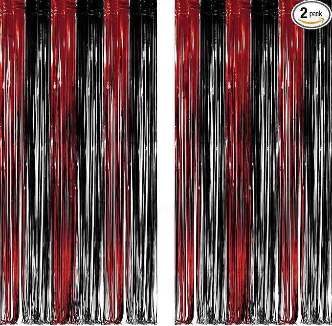 Black Red Party Streamers Backdrop by GREATRIL