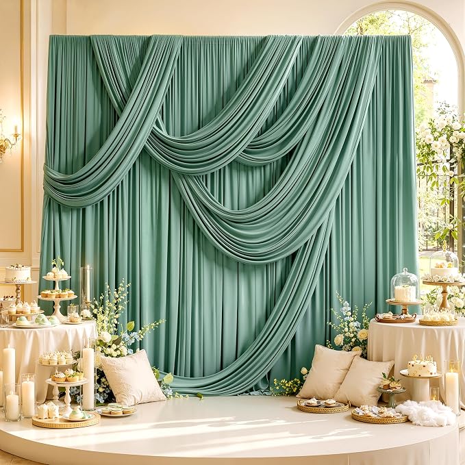 10ft x 15ft Grayish Green Backdrop Curtains - Image 4