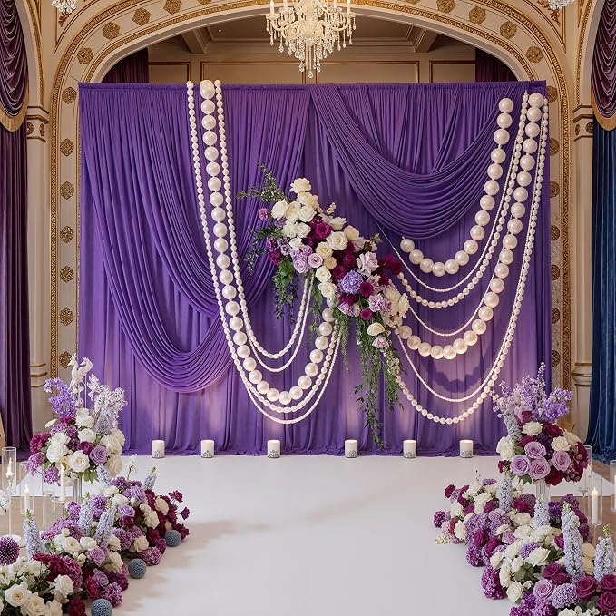 10ft x 10ft Wrinkle Free Purple Backdrop Curtain - Image 3