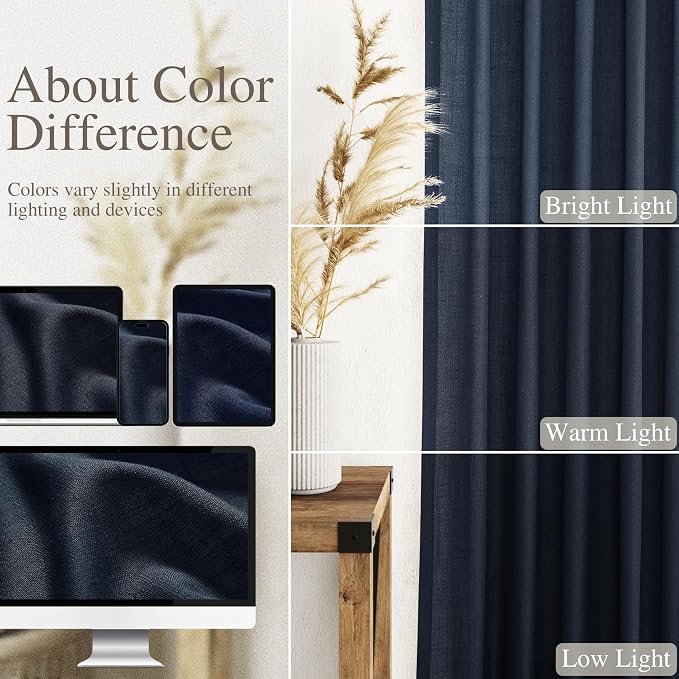 Navy Blue Curtains 84 inch Length - Image 4
