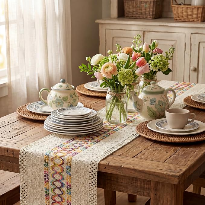 Artoid Mode Colorful Farmhouse Rustic Table Runner 12x36 Inch | Holiday Hollow - Image 4