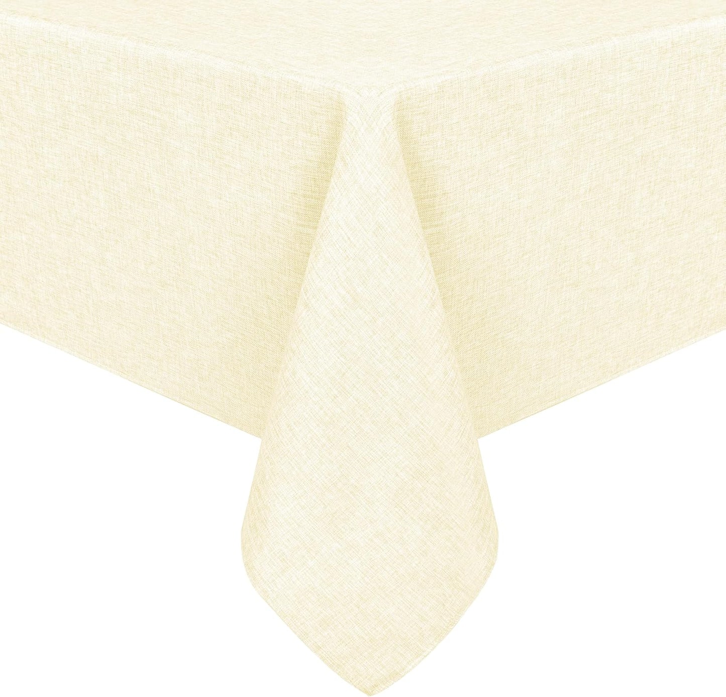Hiasan Faux Linen Rectangle Tablecloth - Wrinkle and Stain Resistant Washable Table Cloth for Kitchen Dining Room Holiday Table Cover for Dinner, Champagne, 70 x 140 Inch