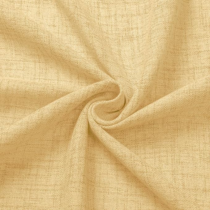 Tollpiz Linen Curtains Living Room Rod Pocket Semi Sheer Curtain Burlap Light - Image 9