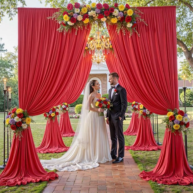 10×14ft Wrinkle Free Red Backdrop Curtain - Image 5