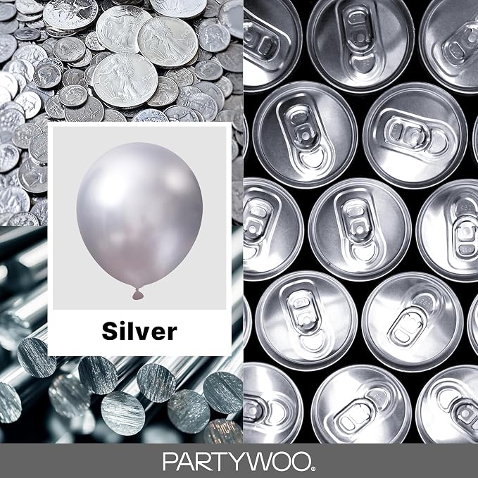 PartyWoo Silver Balloons 152pcs Different Sizes of 18 12 10 5 Inch | Balloons - Image 2