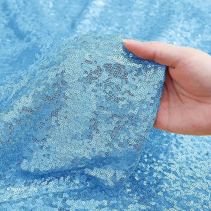 Sugargirl Blue Sequin Backdrop Curtain 4FTx8FT Glitter Blue Background Drapes - Image 6
