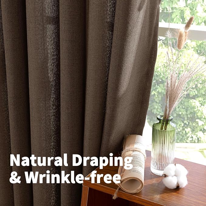 YoungsTex Brown Linen Curtains 90 Inches Length - Image 6