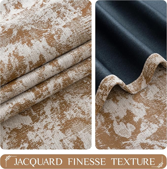 Beauoop Brown Floral Jacquard Blackout Curtains - Image 6