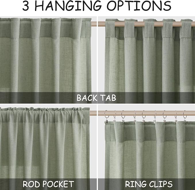 Desert Sage Linen Curtains 108 Inches Long - Image 2