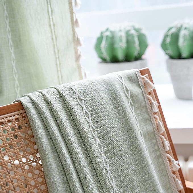 Sutuo Home Sage Green Boho Curtains - Image 4