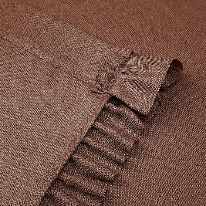 Dark Terracotta Linen Curtains for Bedroom W47 x L54 Inch, 2 Panels | Rod Pocket - Image 7