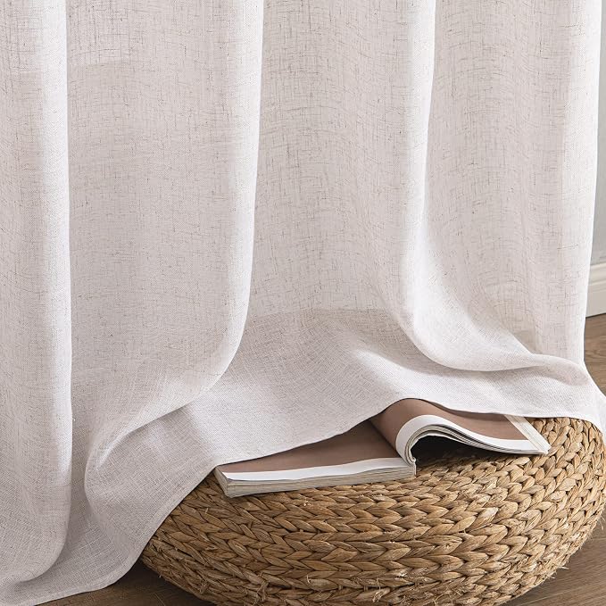 MIULEE White Linen Curtains 42x84 Inch Length 2 Panels - Image 7