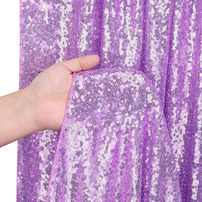 Lavender Sequin Backdrop Curtains Party Photo Glitter Drapes 2 Pcs 2FTx8FT | - Image 7