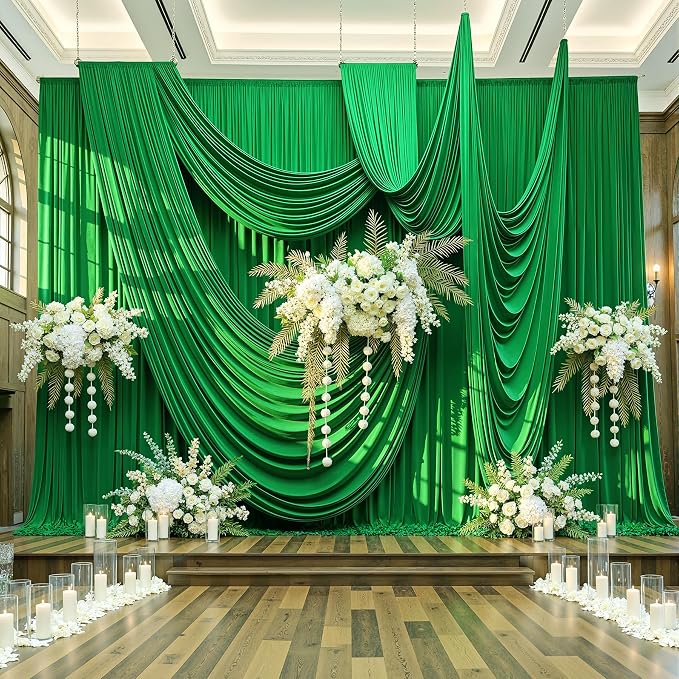 20x12 ft Green Backdrop Curtains - Image 6