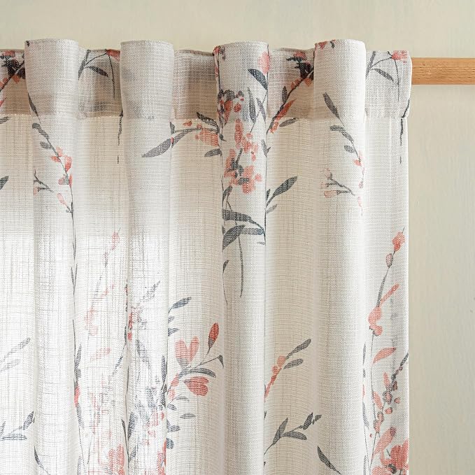 MYSKY HOME Curtains for Bedroom 63 Inch Long Linen Look Semi Sheer Not See by MYSKYHOME