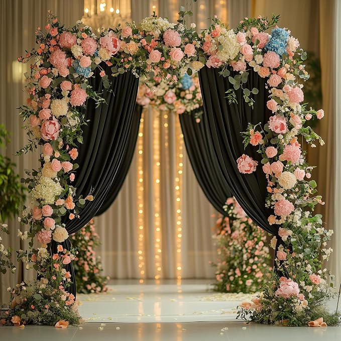Black Backdrop Curtain for Wedding Parties Backdrop Drapes 10x8FT | Wrinkle - Image 6