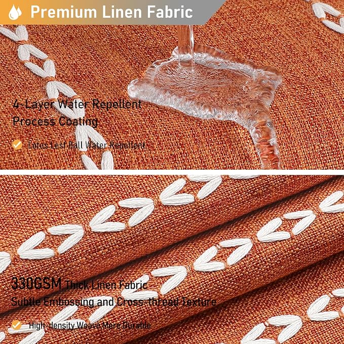 72x78 Long Farmhouse Linen Heavy Duty Shower Curtain, Burnt Orange | Tall Size - Image 4