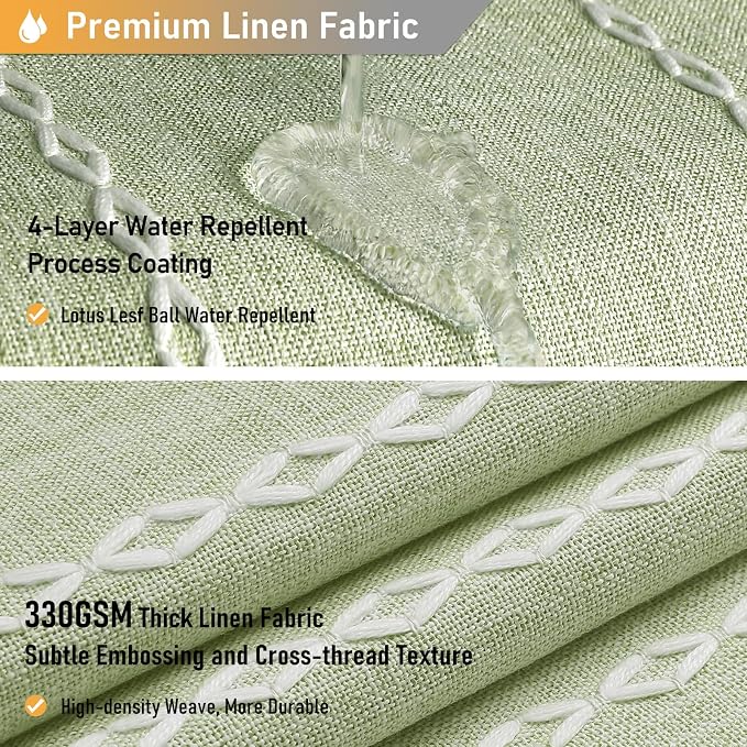 72x78 Long Boho Farmhouse Linen Heavy Duty Shower Curtain, Sage Green | Tall - Image 4