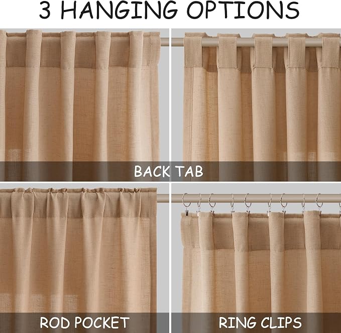 Camel Linen Curtains 80 Inches Long - Image 2